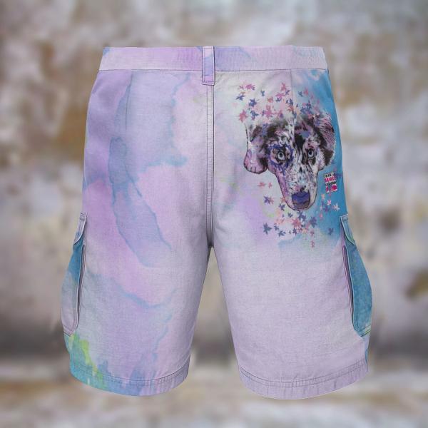 Cargohose mit Aussie - Hose, lang oder kurz, bunt, 100% Polyester, Grösse S-5XL, fester Stoff, Normale Passform, Mischling, Mix, Australian Shepherd